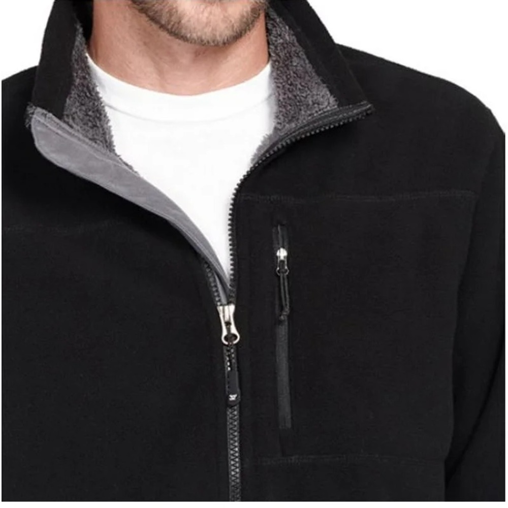 32 Degrees Men's Sherpa Lined Fleece Jacket Black Large - Picture 4 of 10